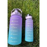 Serenity Haven My Fluu Motivasyonel 2li Su Matarası Su Şişesi 2 Lt 900ML Yavrulu Spor Salonu Su Şişesi 3D Stickerl - Bordo