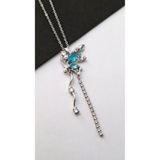 Serenity Kelebek Figürlü Zirkon Taşlı Mavi Opal Çelik Kolye