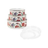 Serenk 14-16-18 cm Emaye Üçlü Saklama Kabı Seti - 0 Siyah - Option-1