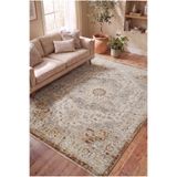 SERENZA HOME LİVİNG Vintage Kahve Krem Göbekli Eskitme Bambu Polyester Pamuk Taban Salon Yatak Odası Halısı