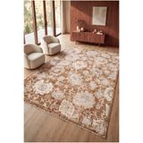 SERENZA HOME LİVİNG Vintage Kahverengi Damask Eskitme Bambu Polyester Pamuk Taban Salon Yatak Odası Halısı