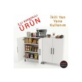 Serev Mobilya 2 adet Çok Amaçlı 2 kapaklı Dolap Banyo Mutfak Erzak Kiler Dolabı Genişlik 70+70 140 Cm