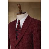 Sergio Ferraro Bordo Beyaz Dokulu Klasik Slim Fit İtalyan Stil Erkek Blazer Ceket
