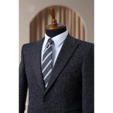 Sergio Ferraro Siyah Beyaz Dokulu Klasik Slim Fit İtalyan Stil Erkek Blazer Ceket