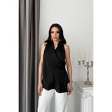 Serica Moda Siyah Kruvaze Kapamalı Toka Detaylı Halter Yaka Bluz