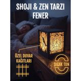 Serie Lumina | Shoji Masa ve Gece Lambası - Ardıç Kuşu Figürlü (Çiçekli Kamon Duvar) Japon Feneri (Sıcak LED Ambiyans Işığı)