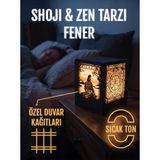 Serie Lumina | Shoji Masa ve Gece Lambası - Samuray Figürü (Çiçekli Kamon Duvar) Japon Feneri (Sıcak LED Ambiyans Işığı)