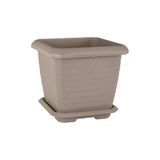 Serinova Hisar Kale Saksı 25 Litre Latte Kahve 37Cm Kare Büyük Boy Tabaklı Plastik Bahçe Bitki Çiçek Saksısı