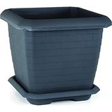 Serinova HK04 No:4 Tabaklı 44,3 cm 44 Litre Antrasit Hisar Kare Saksı