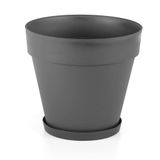 Serinova YS03 Yalı Saksı Drenaj Aparatlı Tabaklı Dekoratif Saksı 19cm, 3 Litre Antrasit