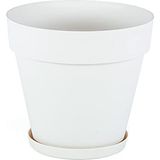 Serinova YS03 Yalı Saksı Drenaj Aparatlı Tabaklı Dekoratif Saksı 19cm, 3 Litre Kirli Beyaz