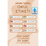 Serisan Araba Temalı Isimli Okul Etiketi Defter Kitap Kalem Sticker Seti