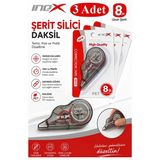 Şerit Daksil Beyaz 5Mmx8 Metre 3 Adet İnox Şerit Düzeltici Şerit Silici Yazı Silici Büro Ofis Okul