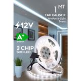 Şerit Led 1 Metre Beyaz 3 Çipli Aydınlatma Mutfak Salon Yatak Odası Led Işık