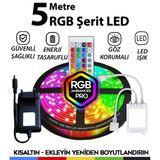 Şerit Led 5 Metre Animasyonlu Tak Çalıştır Kumandalı Trafolu Rgb Şerit Işık Aydınlatma Parti Led 05
