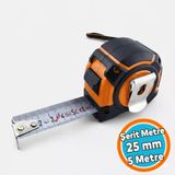 Şerit Metre 5 Metre 25 Mm Darbeye Dayanıklı Kilitli Profesyonel Ölçü Aleti