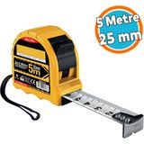 Şerit Metre Darbeye Dayanıklı Kilitli 5 Metre x 25 mm Oto Kilitli Mezura Ölçüm Aleti - 1