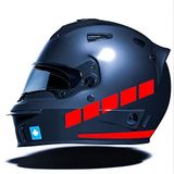 Şerit Tasarımlı Motosiklet Kask Sticker Reflektif, Floresan, Düz, Özel Renkler Çınar Extreme Bayrak Kırmızı
