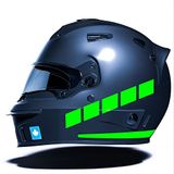 Şerit Tasarımlı Motosiklet Kask Sticker Reflektif, Floresan, Düz, Özel Renkler Çınar Extreme Floresan Yeşil