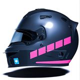 Şerit Tasarımlı Motosiklet Kask Sticker Reflektif, Floresan, Düz, Özel Renkler Çınar Extreme Gül Pembesi