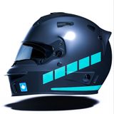 Şerit Tasarımlı Motosiklet Kask Sticker Reflektif, Floresan, Düz, Özel Renkler Çınar Extreme Nane Yeşili