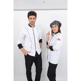 Şeritli Beyaz Aşçı Ceket Beyaz 2XL