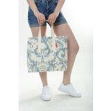 Serkan Çanta Bez Çanta Atölyesi Bez Çanta Mavi Çiçek Desen Baskılı Tote Bag
