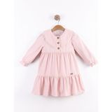 Serkon Pembe Kadife Dokuma Fisto Detaylı Kız Bebek Çocuk Elbise - 5 - 6 Yaş