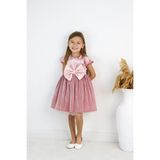 Serkon Ruby Velvet Bow Kadife Plise Fiyonk Detaylı Yılbaşı Kız Çocuk Elbisesi (1–5 Yaş) - 2 - 3 Yaş - Gül Kurusu