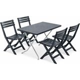 Sermer Pazarlama 🪑 Katlanır Bahçe & Balkon Seti piknik seti– 60X90 Masa + 4 Katlanır Sandalye - Gri - Mavi