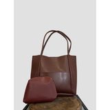 Şermin 25464 - Ön Cepli Yavrulu Shopper Kadın Omuz Çantası - Boy:30cm, En:13cm, Derinlik:30cm - Bordo