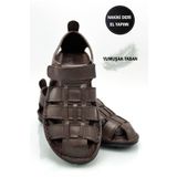 sermoda %100 Hakiki Deri Burnu Kapalı Erkek Sandalet Kahve
