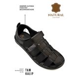 sermoda %100 Hakiki Deri Burnu Kapalı Erkek Sandalet Siyah