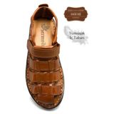 sermoda %100 Hakiki Deri Burnu Kapalı Erkek Sandalet Taba