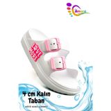 Sermoda Çift Toka Hafif Eva Yazlık Plaj Çocuk Terliği Havuz Terliği Lavabo Terliği LM Beyaz