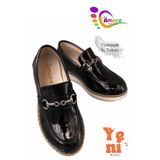 sermoda Erkek Çocuk Ayakkabı Köprü Tokalı - Okul Düğün Sünnet Ayakkabısı TR Siyah Beyaz