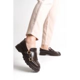 Sermoda Loafer Kadın Ayakkabı - Makosen Tokalı Casual Günlük Kadın Ayakkabı Rugan Kahve