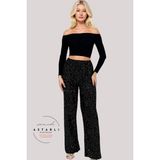 Sermoda Pul Payetli Astarlı Abiye Kadın Pantolon Düğün Parti Pantolon Siyah - Regular - XL