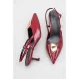 Sermoda Topuklu Kadın Ayakkabı - 5 cm Ince Topuklu Sivri Burun Arka Açık Stiletto Ayakkabı Bordo Yanki - Bordo - Bordo