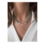 Serpil Jewellery Kadın Rose Rengi Firuze Ve Gerçek Inci Doğaltaşlı Kolye