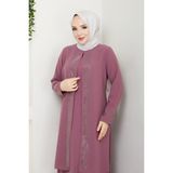 Serpme Taşlı Büyük Beden Anne Elbisesi - Pembe - 54