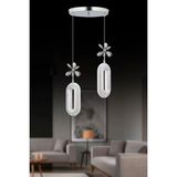 SERRA 2Lİ KROM 3 Renk LED ISIKLI SALON MUTFAK OTURMA ODASI ANTRE AVİZE - Siyah