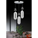 SERRA 3LÜ KROM 3 REK LED ISIKLI AKRILIK TASLI Modern Sarkıt Mutfak Oturma Odası Salon Sarkıt Avize - Gri