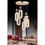 SERRA 6LI GOLD 3 Renk LED ISIKLI SALON MUTFAK OTURMA ODASI ANTRE AVİZE - Krom