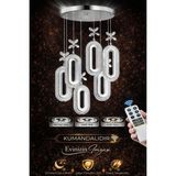 Serra 6li Krom 3 Renk LED Isıklı Salon Oturma Odasi Avize