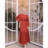 Serra Düz Fitilli Elbise - Kiremit - 38 - 40