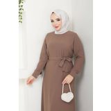 SERRA MODA TESETTÜR KREP DÜZ KALEM ELBİSE