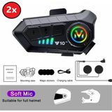 Serreha 2 ADET Motosiklet Bluetooth 5.3 Kask Intercom 2 Kişi 300 Metre Eşleşme Özelliklikli - Siyah