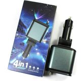 Serreha 4 In 1 Geri Çekilebilir Araç Şarj Cihazı Rgb Işıklı USB C Kablosu IPhone Huawei Samsung Hızlı Şarj Kablosu Çakmak Adaptörü - Siyah