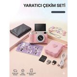 Serreha 4K Çantalı Dijital Retro Video Kamera 48MP 16X Zoom Işıklı (32GB Hafıza Kartı Hediye) - Pembe